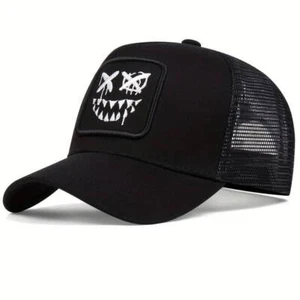 Trendy Black Colour Evil Ghost Face Embroidered Baseball Cap - Fast & FREE Sh... - Picture 1 of 5