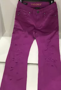 Vigoss The Jagger Girls Skinny Designer Jeans Super Stretch Sateen Purple Sz 10 - Picture 1 of 6