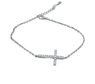 Bracciale Con  CROCE  ZIRCONI BIANCHI Argento 925. Bracciale Croce Argento  - Immagine 1 di 4
