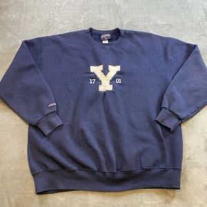 Vintage Jansport Yale Y Mens Sweatshirt Blue Embroidered 17 01 Distress 80s - Picture 1 of 19