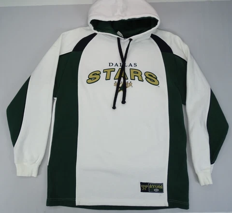 Vintage Dallas Stars Hoodie Sweatshirt XL Green White Lee Sport Retro Jersey Cover
