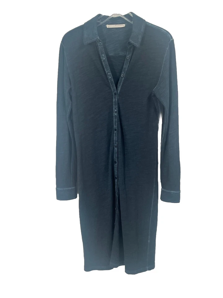 Vestido Camisa Midi Colección Pervuvian Azul Marino Talla Pequeña Cuello Botón Foto 1 de 4