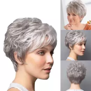 1x Fashion Ladies Wigs Women's Wig Short Silver Grey Lot L5 Curly C8Z7 Hair S7F1 - Picture 1 of 10