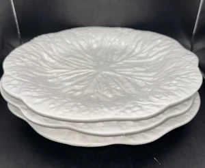 THREE WHITE CABBAGE 12.25" CHARGER/DINNER PLATES ~ PORTUGAL EUC! - Picture 1 of 9