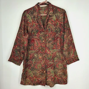 Camisa de noche pequeña Victoria's Secret para mujer roja verde dorada cachemira satinada dañada - Imagen 1 de 12