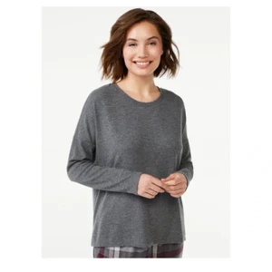NEW Joyspun Hacci Gray Knit Long Sleeve Sleep Top - Small 4/6 - Oversized - Picture 1 of 3