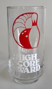 Vintage 16 oz. Bowling High Score Award Glass Libby White & Red VGC - Picture 1 of 3