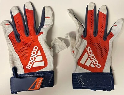 Carlos Correa Astros Game Worn Used Adidas White/Blue CC1 Batting Gloves XL Pair - Image 1 of 2