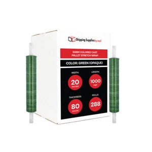 Cast Extended Core Stretch Wrap 20"x1000' 80 Gauge 288 Rolls Green Shrink Film - Picture 1 of 7