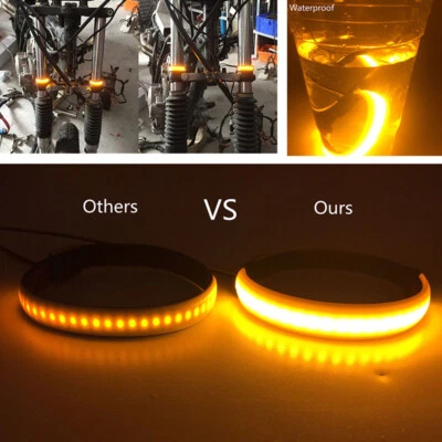 Motorcycle SMD LED Strip Fork Turn Signal Indicator Light Blink Accessory Amber  - Image 1 of 4