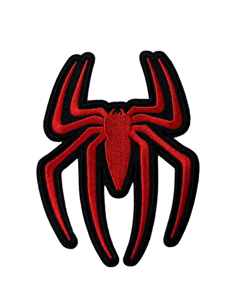Spider-Man Red and Black Spider Logo Iron On Patch, 3.5 Inch - Image 1 of 1
