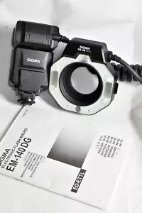 Sigma EM-140 DG TTL RING FLASH CANON EOS w/55mm Adapter ring & instructions - Picture 1 of 5