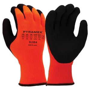 GL504 Hi Vis Thermal Insulated Palm Coated Warm Winter Cold Weather WORK GLOVES - Picture 1 of 2