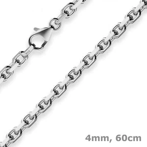 4mm Ankerkette diamantiert Collier Halskette aus 925 Silber rhodiniert 60cm - Picture 1 of 3