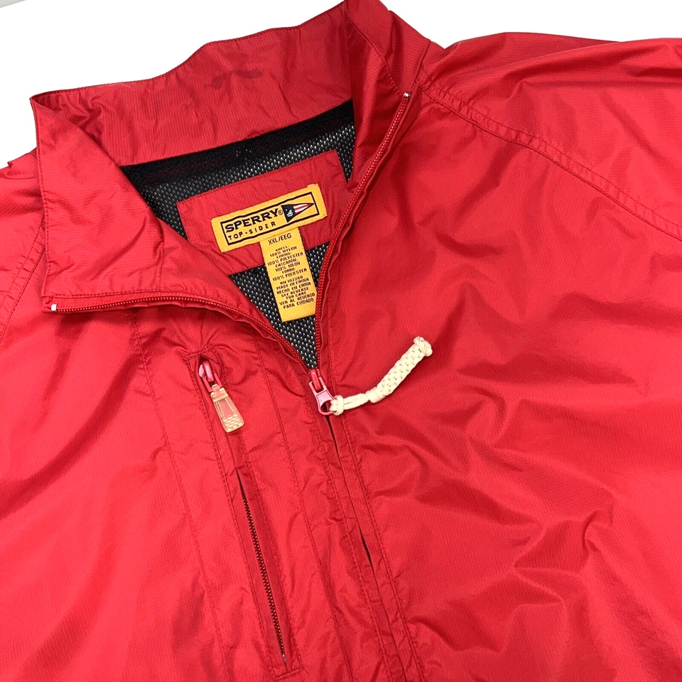 Chaqueta Sperry Top Sider Cremallera Completa Nylon Shell Manga Larga Hombres XXL Roja Foto 1 de 4