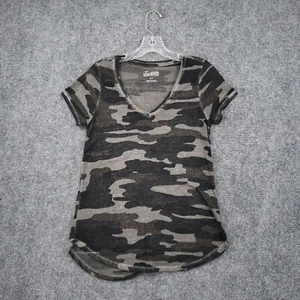 Lucky Brand T Shirt Womens S Small Green Burnout Camo V Neck Short Sleeve Tee - Picture 1 of 9
