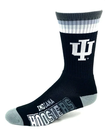 Indiana Hoosiers Black & Gray Platinum Deuce Men's Crew Socks Cover