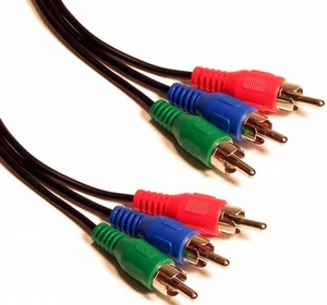 3 X RGB PHONO/RCA MACHO A 3 X RGB PHONO/RCA MACHO ENCHUFE COMPONENTE CABLE DE VIDEO PLOMO - Imagen 1 de 2