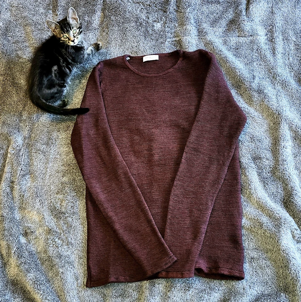 Selected Homme Sweater Men's Size Medium Slim Burgundy Crew Neck Cotton - Bild 1 von 4
