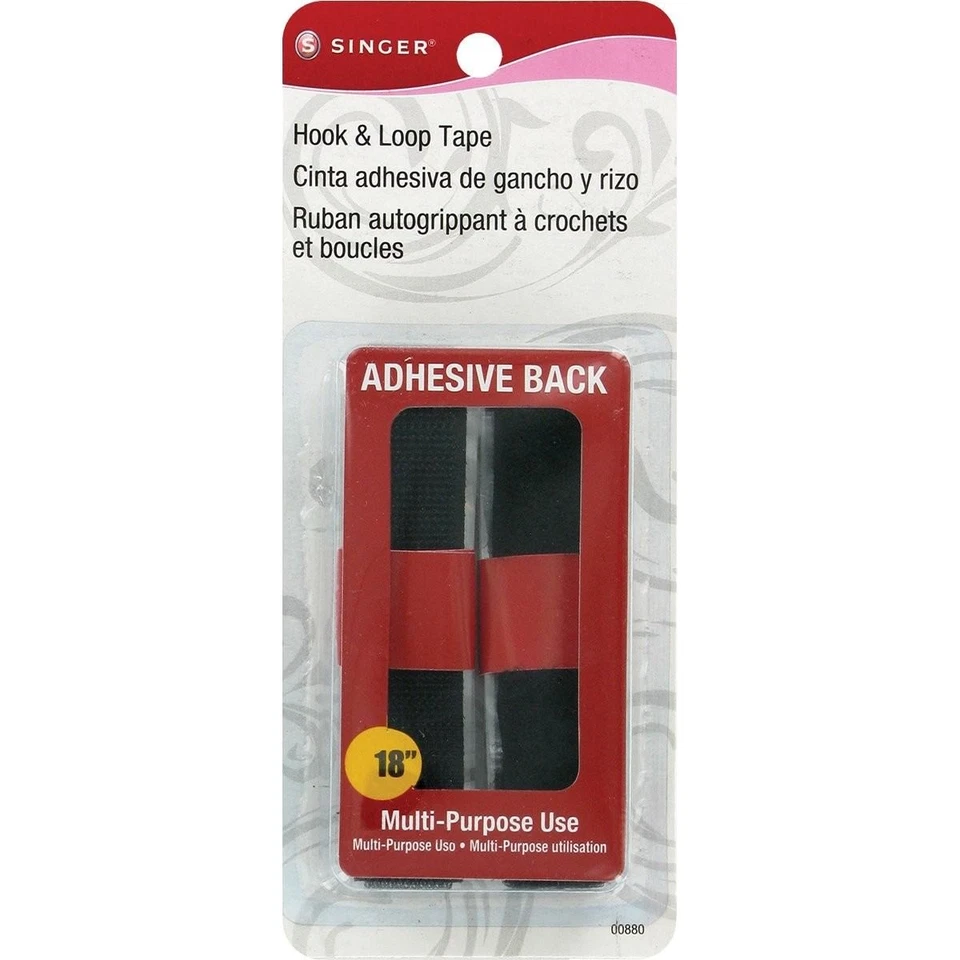 Singer Hook and Loop Adhesive Back Tape, 3/4 x 18-Inch, Black - Image 1 of 1