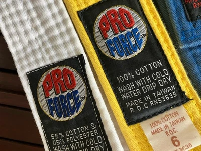 PRO FORCE Karate Tae Kwon Do Martial Arts Belts- Blue Yellow White Lot of 3 - Image 1 of 4