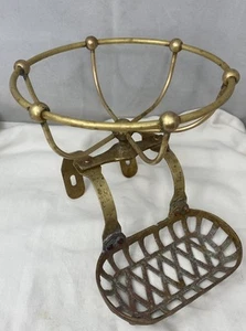 Portasapone e spugna da bagno vittoriano antico bronzo ottone artiglio o da parete - Foto 1 di 10