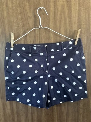 Shorts Michael Kors AZUL Feminino Tamanho 8 com Bolinhas Brancas Zíper Médio Mosca - Imagem 1 de 4