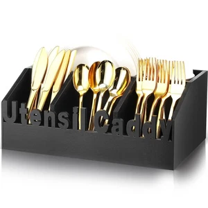 12.6 in Wooden Paper Plate Dispenser Halloween Utensil Caddy Silverware Napki... - Foto 1 di 6