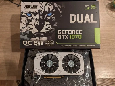 ASUS GTX 1070 8GB OC Dual Fan White Graphics Card DUAL-GTX1070-O8G M245 - Image 1 of 4