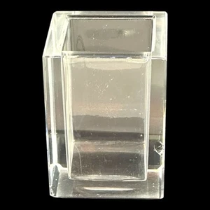 Vintage Mid Century Solid Crystal Pen Holder Vase Minimalist Desk Office 3" x 2" - Picture 1 of 14