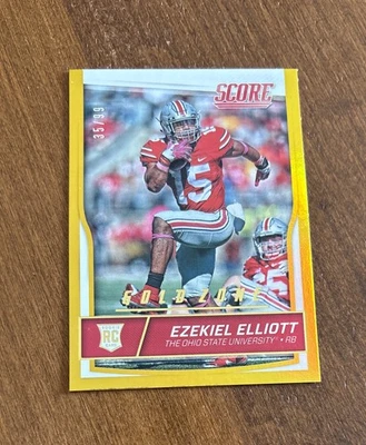 Ezekiel Elliott 2016 Score Gold Zone Rookie #344 Cowboys OSU Buckeyes /99 RC - Image 1 of 2