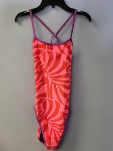 Nike Women's Painted Camo Cut-Out Tank Swimsuit Pink/Red 32/WMS6 - Picture 1 of 6