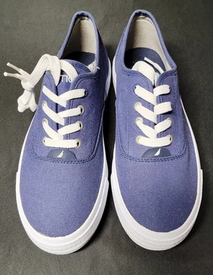 Zapatos de barco de lona Oxford Nautica Deckloom para hombre talla 8,5 azul marino con cordones informales Foto 1 de 4