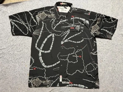 Camisa masculina vintage Ecko Complex XL preta com estampa de botões streetwear anos 00 - Imagem 1 de 4