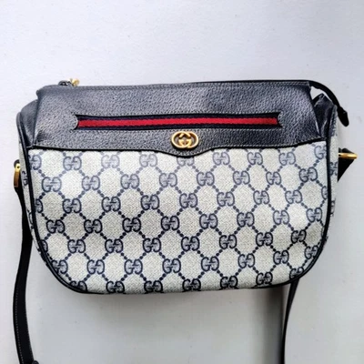 Bolso Bandolera GUCCI Vintage Ophidia Monograma Azul Marino 001-104-0918 Cartera Lujo Foto 1 de 4