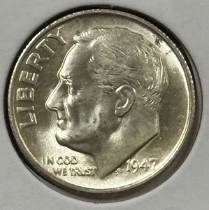 Moneda de diez centavos S Roosevelt 1947 90 % plata - sin circular (#927) - Imagen 1 de 6