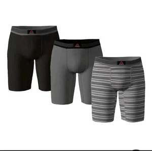 Nuevo paquete de 3 calzoncillos boxer de rendimiento de pierna larga peso pluma Reebok para hombre talla M - Imagen 1 de 4