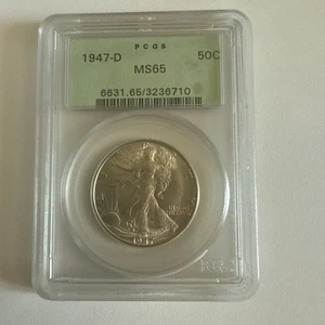 1947-D 50C Walking Liberty Half Dollar PCGS MS65 Beautiful Frost - Bild 1 von 8