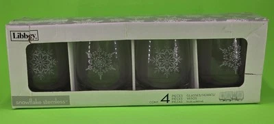 Juego de 4 copas de vino Libbey Snowflake sin tallo, 15,25 OZ Foto 1 de 4