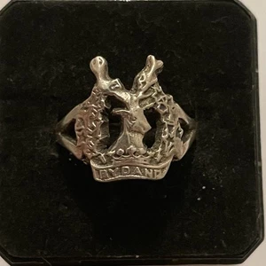 Vintage 925 Sterling Silver Gordon Clan Ring Band 3.8g Sz 7.5 Scotland Deer - Picture 1 of 5