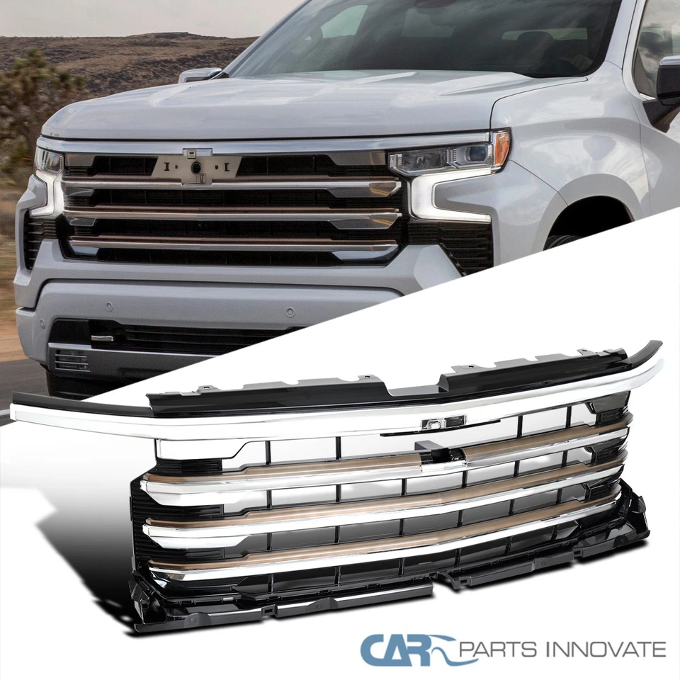 Fits 2019-2025 Chevy Silverado 1500 High Country Chrome Front Hood Grille 22-24 - Image 1 of 4
