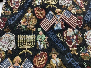 Tapestry Fabric Holiday Spirit Sold By Yard 56”W-5 Yards Available - Picture 1 of 8