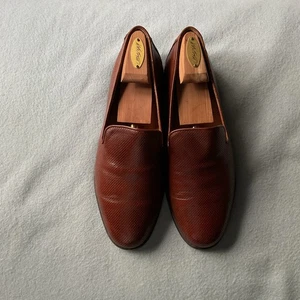 Martin Dingman ITALIA Hombre Talla 10 mocasines de cuero perforado BRITISH TAN - Imagen 1 de 7