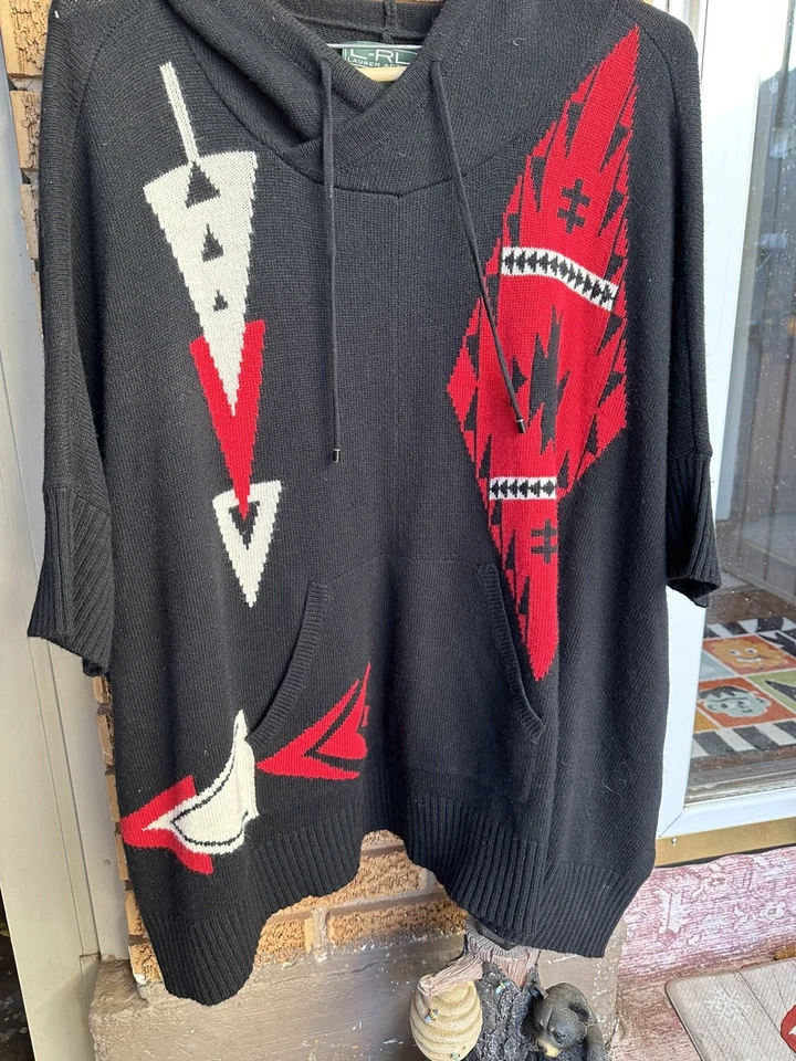 2X Suéter Estilo Poncho Azteca Activo RL Lauren Para Mujer 2X Ralph Lauren Foto 1 de 4