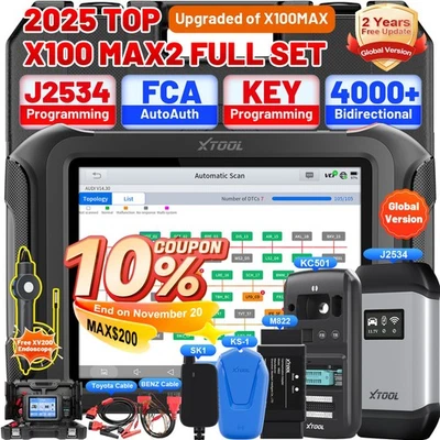 XTOOL X100MAX2 All Key Lost Full Set & J2534 ECU Programming Diagnostic Scanner Foto 1 de 4