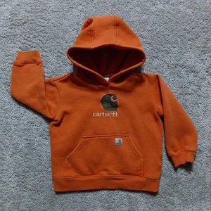 Carhartt Hoodie Sweatshirt Youth 3T Orange Green Logo Pullover Boys - Picture 1 of 12