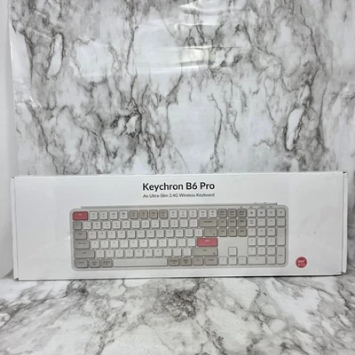Keychron B6 Pro Ultra-Slim Wireless Keyboard Model B6P-K13 Windows/Mac Retro Red - Image 1 of 4