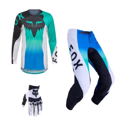 Fox MX Combo Hose Shirt Flexair SPIRE blau Motocross Set Dirtpaw Handschuhe - Bild 1 von 4