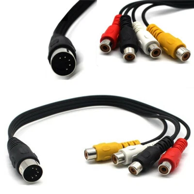Din 5 Pin Male to 4 RCA Phono Female Sockets Adapter Audio Video Cable 5Pin Cord - Image 1 of 4