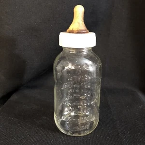 Vintage Rare 8 Oz Round 6 1/2 Inch Glass With Nipple Top - Picture 1 of 6